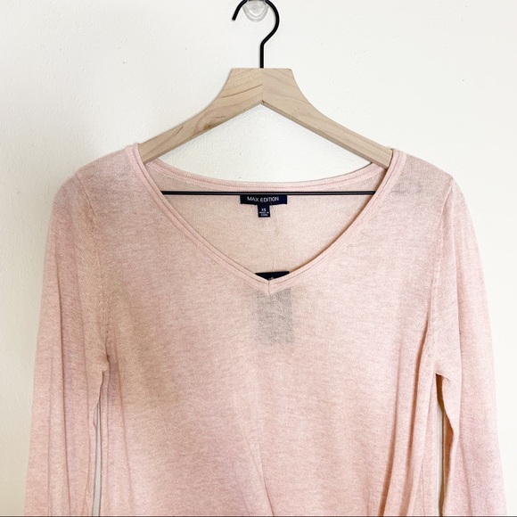 NWT Max Edition Blush Pink Tie Front Long Sleeve Knit Pullover XS - Picture 4 of 10
